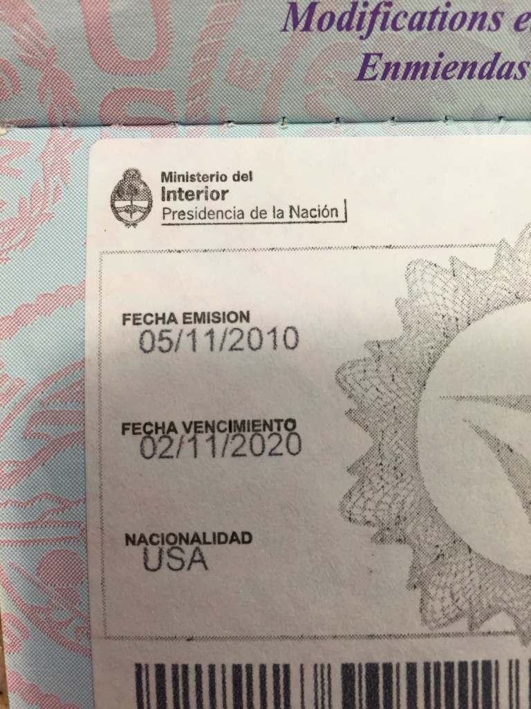 Argentina Fee Passport Stamp, Paid in 2010, used 14 times since